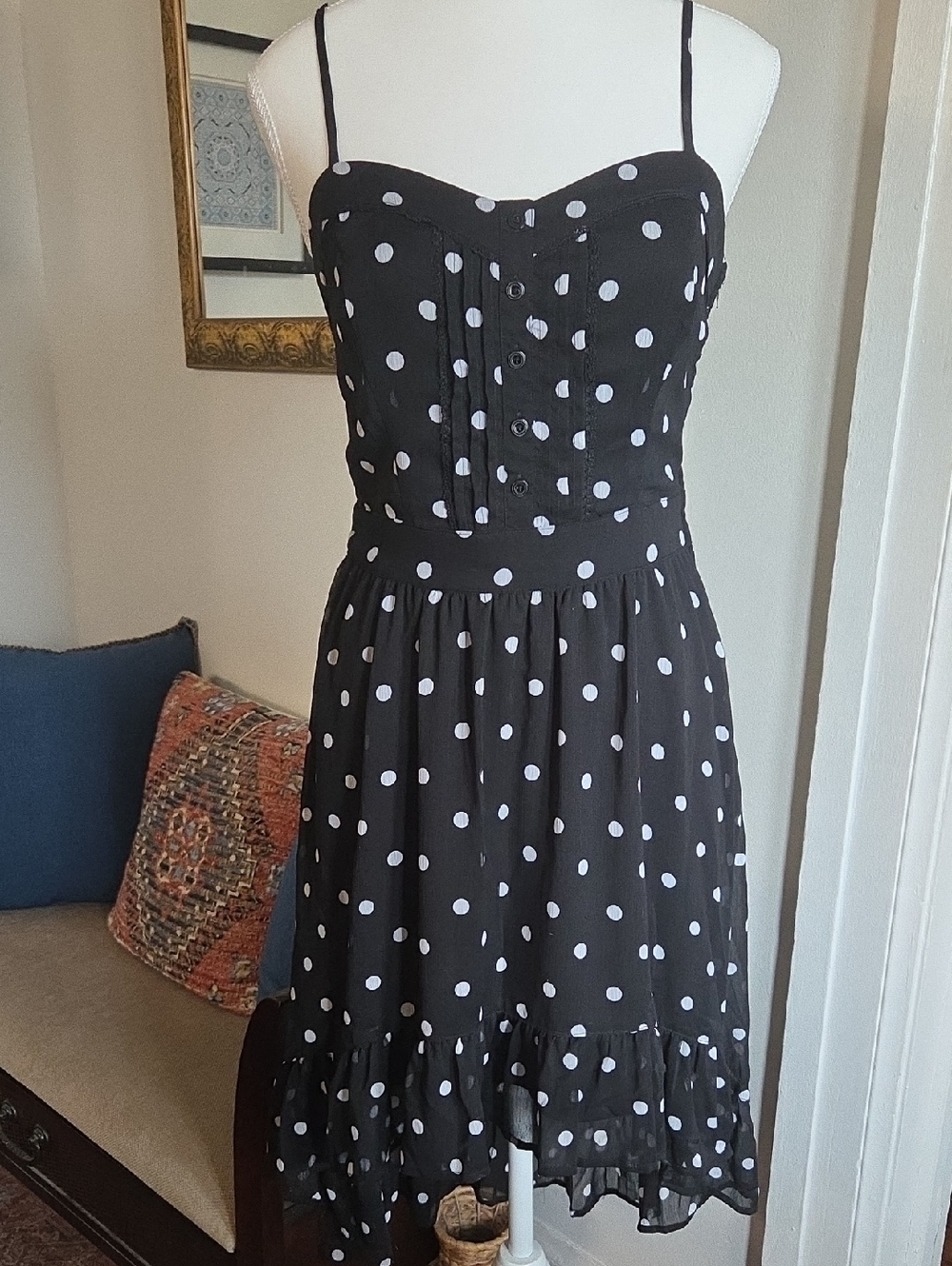 Y2K 2000s Dynamite Polka Dot Dress -Black & White